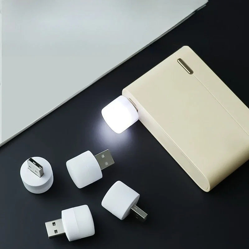 FanzyMarket mini USB night lights, 3-5 pack with warm and white LED options, portable plug-in lamps for eye protection and reading.