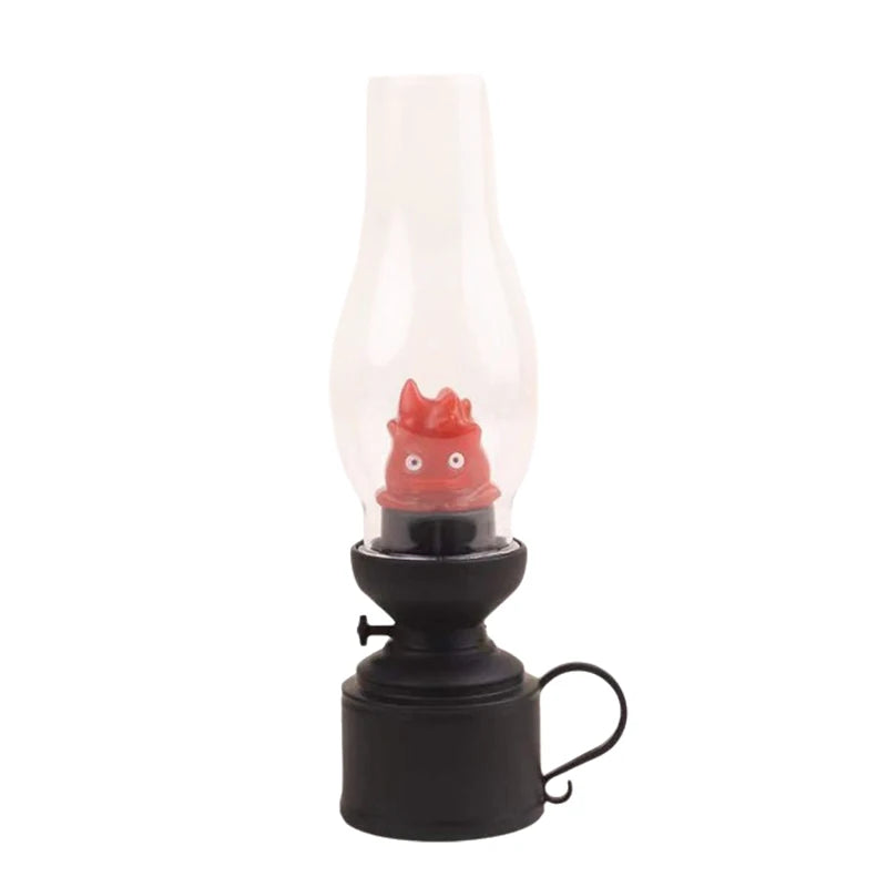 FanzyMarket Calcifer flameless LED night light resembling a retro cartoon kerosene lamp, perfect for bedside decor and ambient lighting.