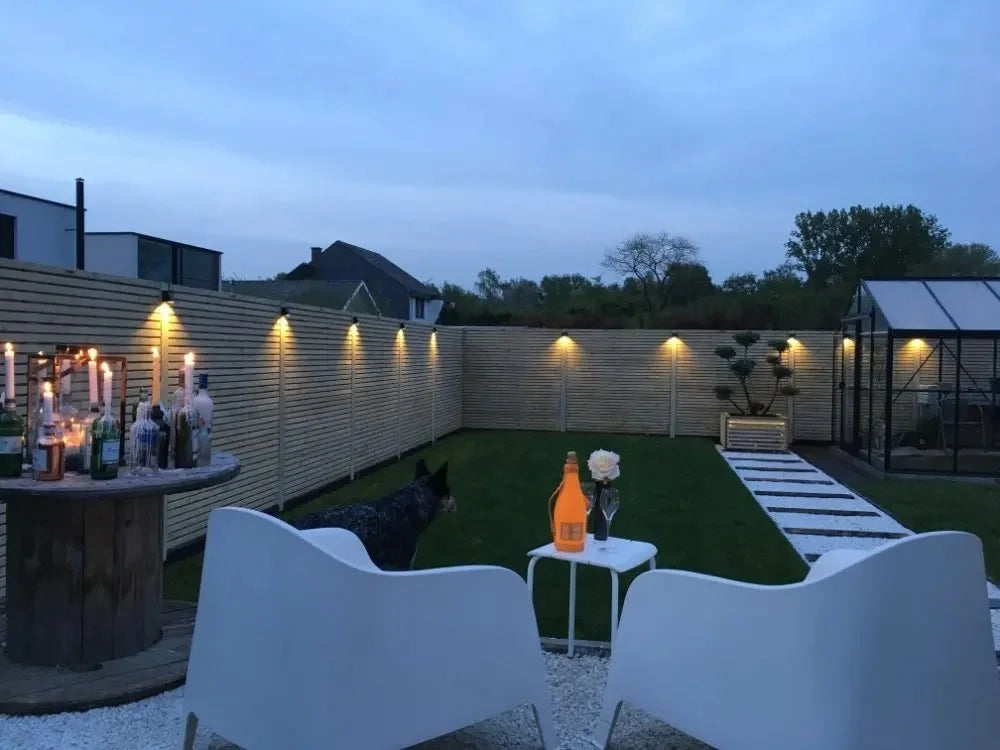 FanzyMarket outdoor LED wall light with black aluminum body, waterproof design, 5W natural white light for garden and balcony lighting.