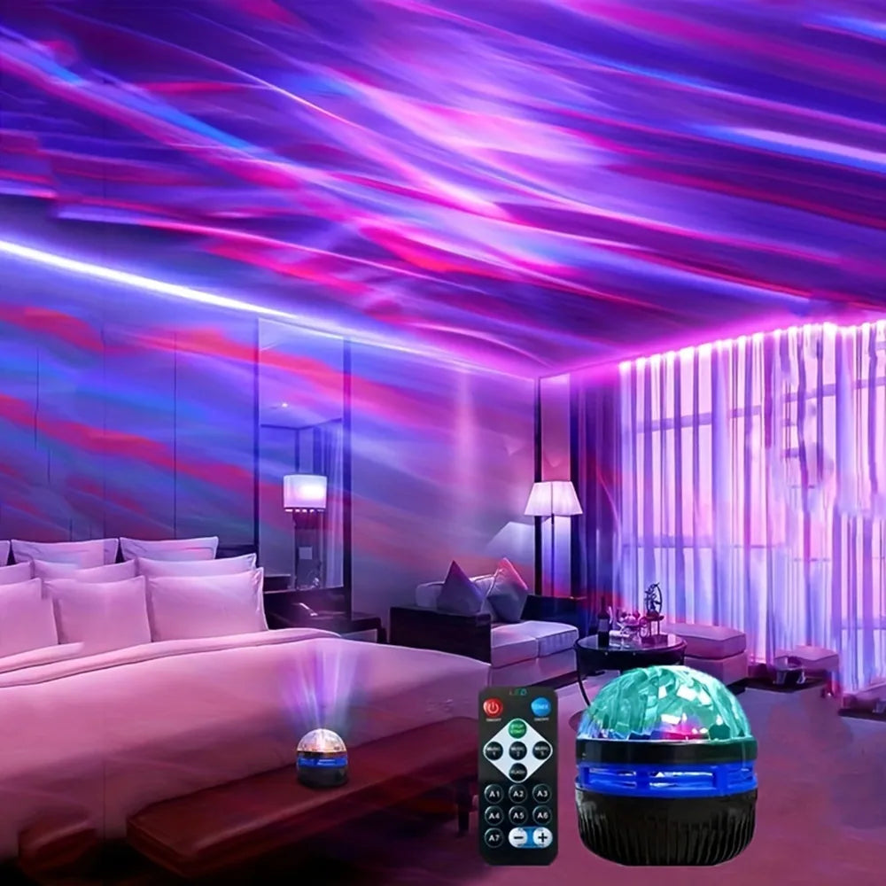 FanzyMarket Galaxy Aurora Projector Night Light with remote, USB-powered LED rotating lamp for home theater, bedroom, and kids room decor.
