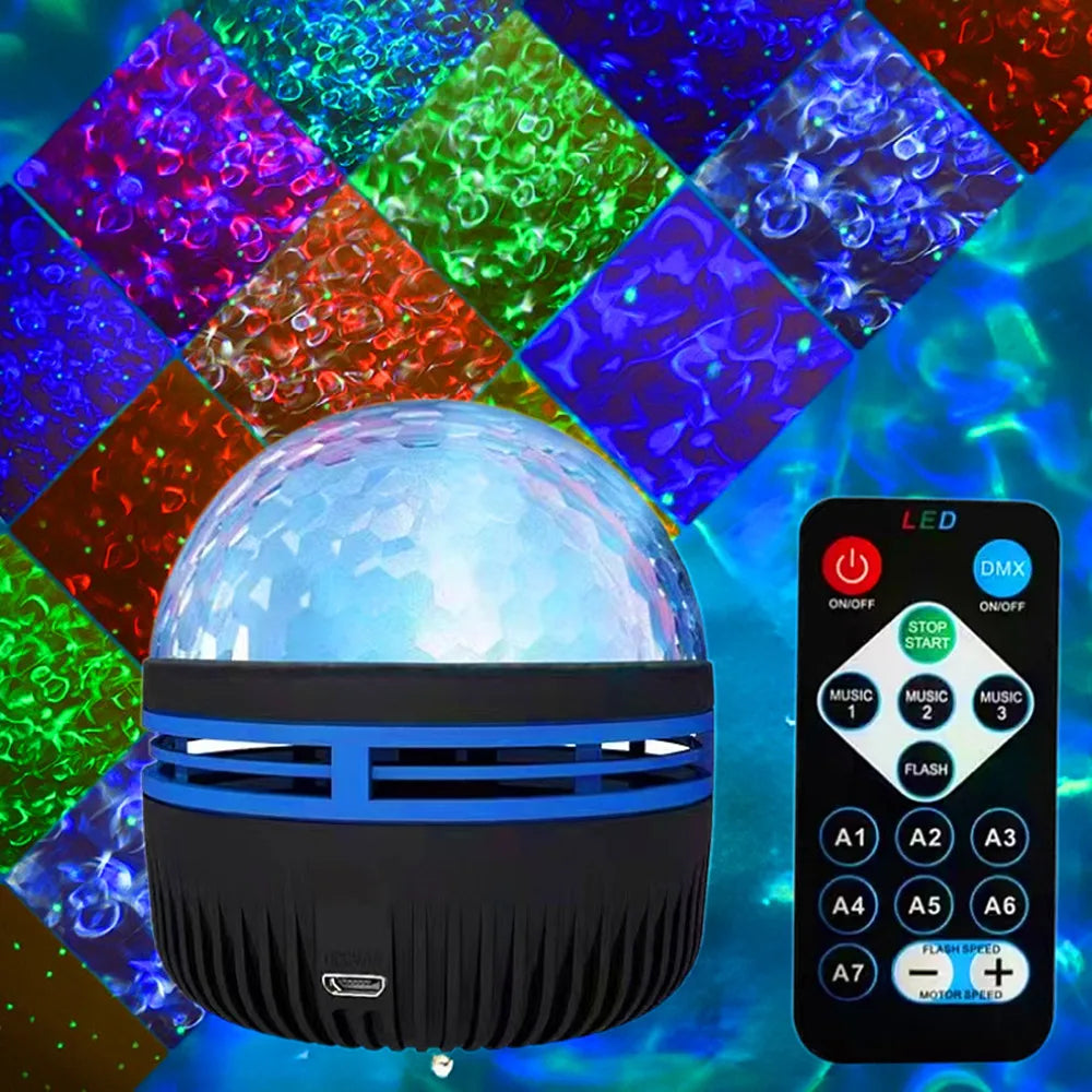 FanzyMarket Galaxy Aurora Projector Night Light with remote, rotating LED lamp for home theater, bedroom, and kids' room decor.