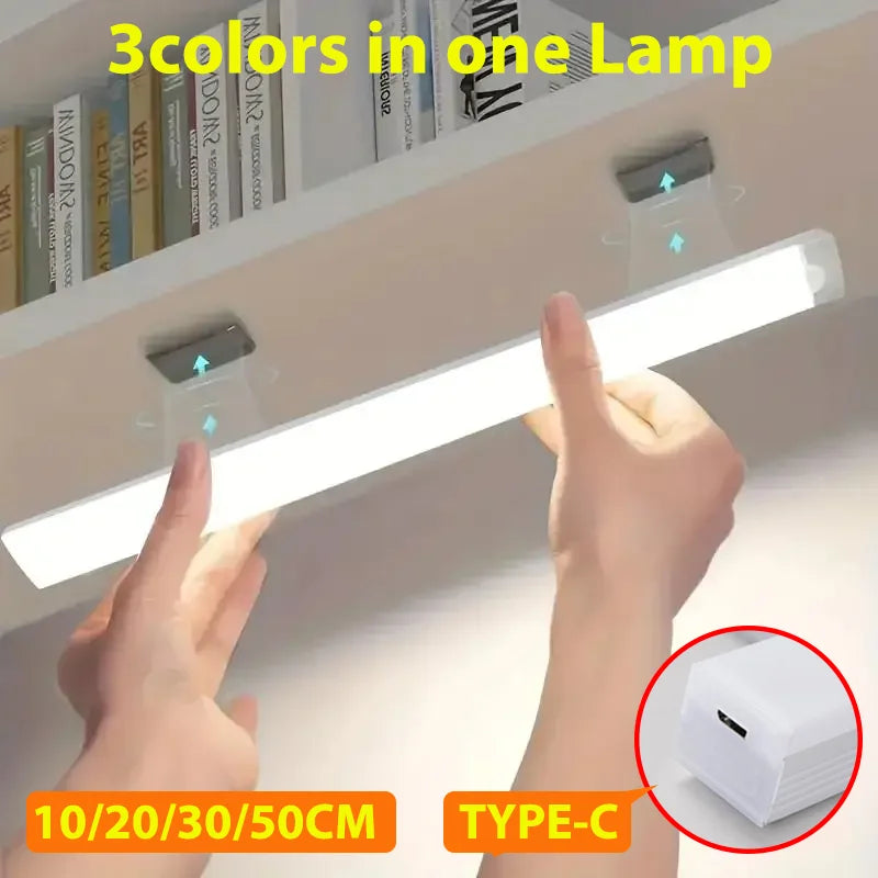 FanzyMarket LED motion sensor night light 19.7 inches USB-C rechargeable wireless cabinet and staircase backlight in black