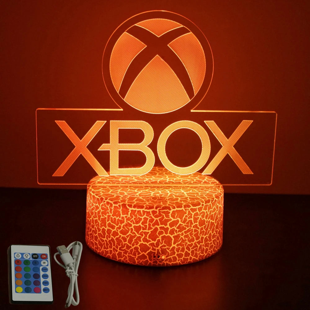 FanzyMarket 3D LED Neon Gamer Lamp with RGB acrylic light, remote control, and touch features for gaming and kids' rooms.
