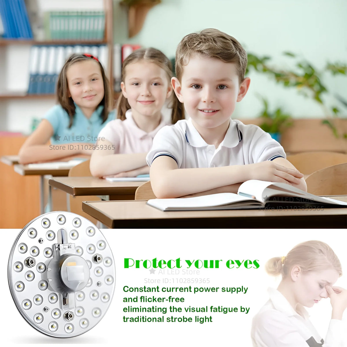 Round LED panel ceiling light by FanzyMarket, 24W, cold white, flush mount, ideal for modern home lighting, 220-240V AC.