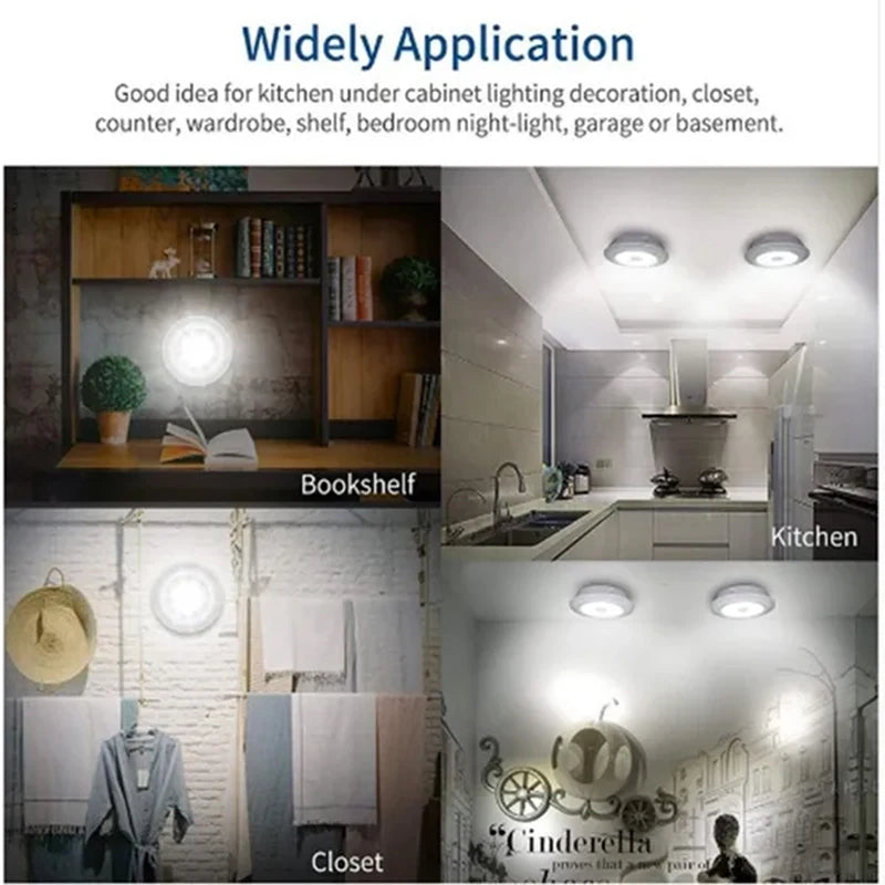 FanzyMarket battery-operated LED under-cabinet light with remote, warm white, dimmable, ideal for closets, wardrobes, and bathrooms.