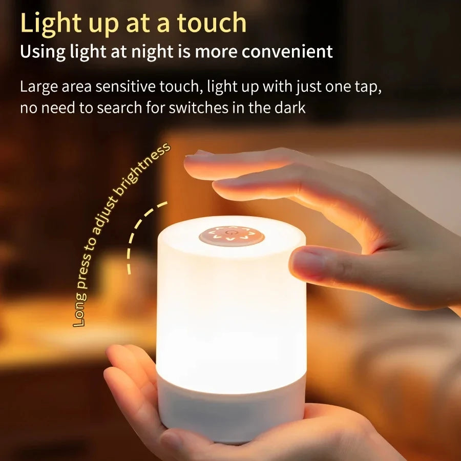 FanzyMarket LED touch night light with remote, USB rechargeable, 3-color dimmable bedside table lamp for bedroom decor.