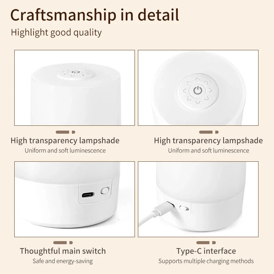 FanzyMarket LED touch night light with remote, rechargeable bedside table lamp, three-color dimmable lighting for bedroom decor.