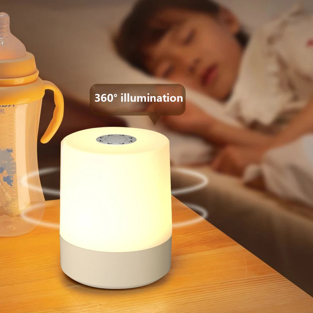 FanzyMarket LED touch night light with remote, USB rechargeable, 3-color dimmable bedside table lamp for bedroom decor.
