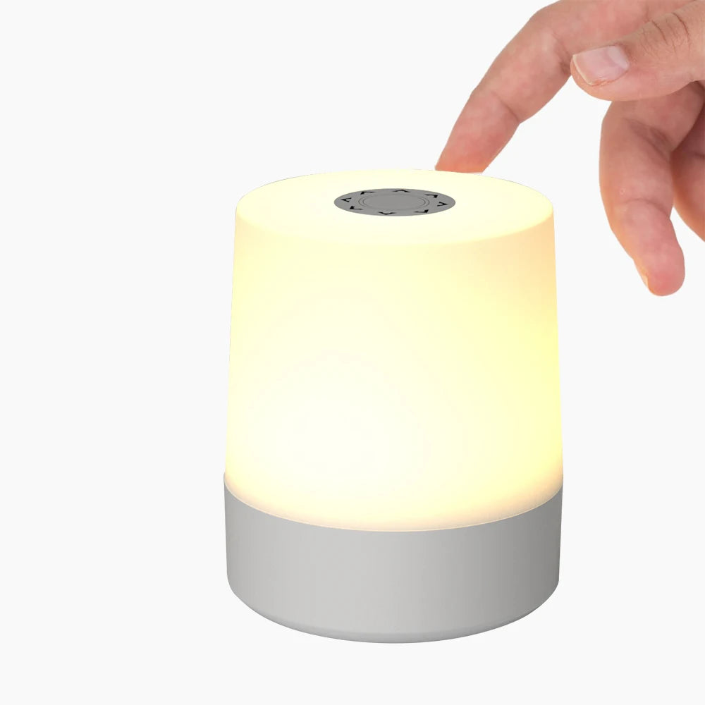 FanzyMarket LED touch night light with remote, USB rechargeable, 3-color dimmable table lamp for bedside or bedroom decor.