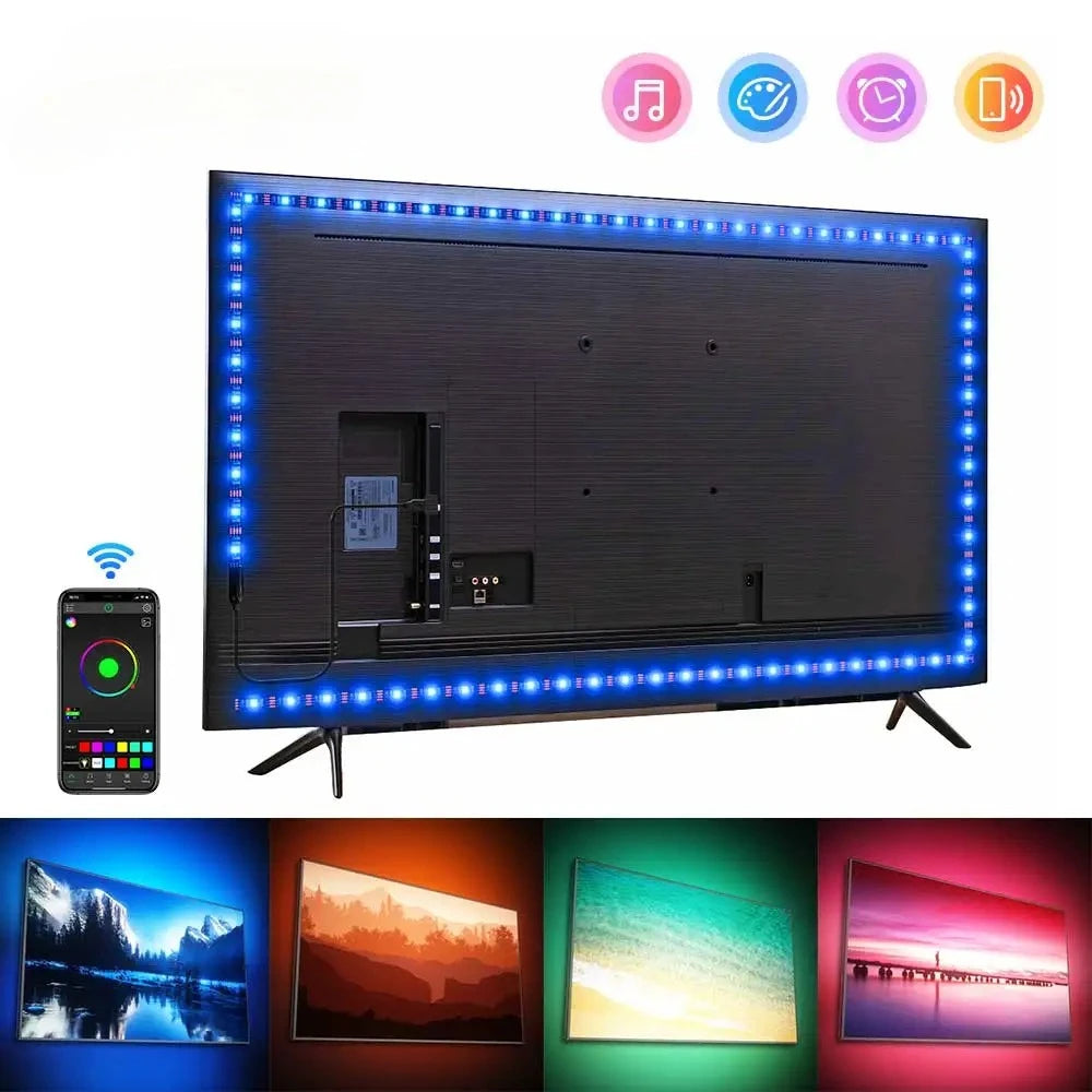 FanzyMarket Bluetooth RGB LED strip lights, 3m 5050 SMD, app-controlled TV backlight and room accent lighting, colorful and flexible.