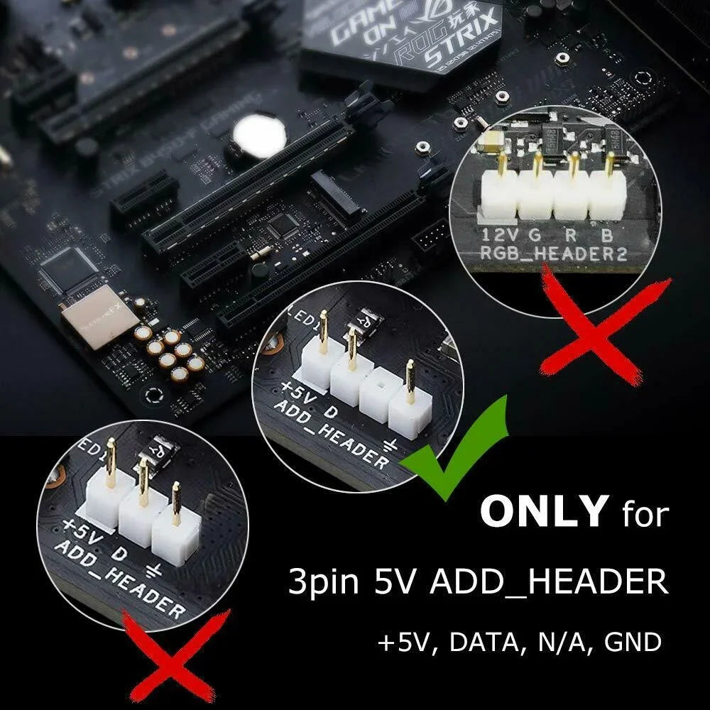 FanzyMarket addressable WS2812b 5V ARGB LED strip with 3-pin RGBIC, 60 LEDs per meter, suitable for PC case lighting.
