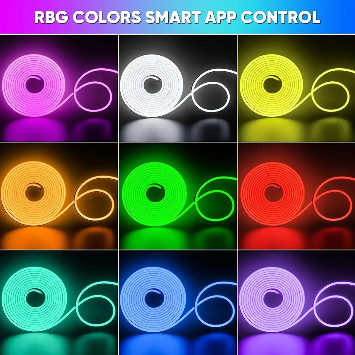 FanzyMarket RGBIC Neon LED strip light, 3m waterproof smart rope light with app and voice control, suitable for decor and lighting.