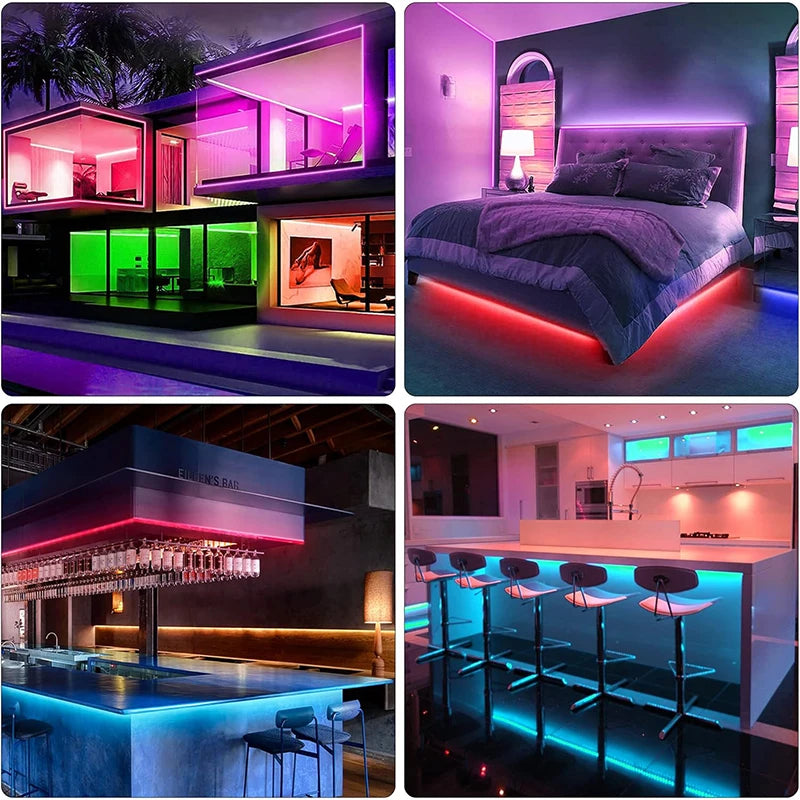 FanzyMarket WiFi USB 5050 RGB LED strip lights for TV and PC backlighting, flexible, app and voice control, 4-meter length.