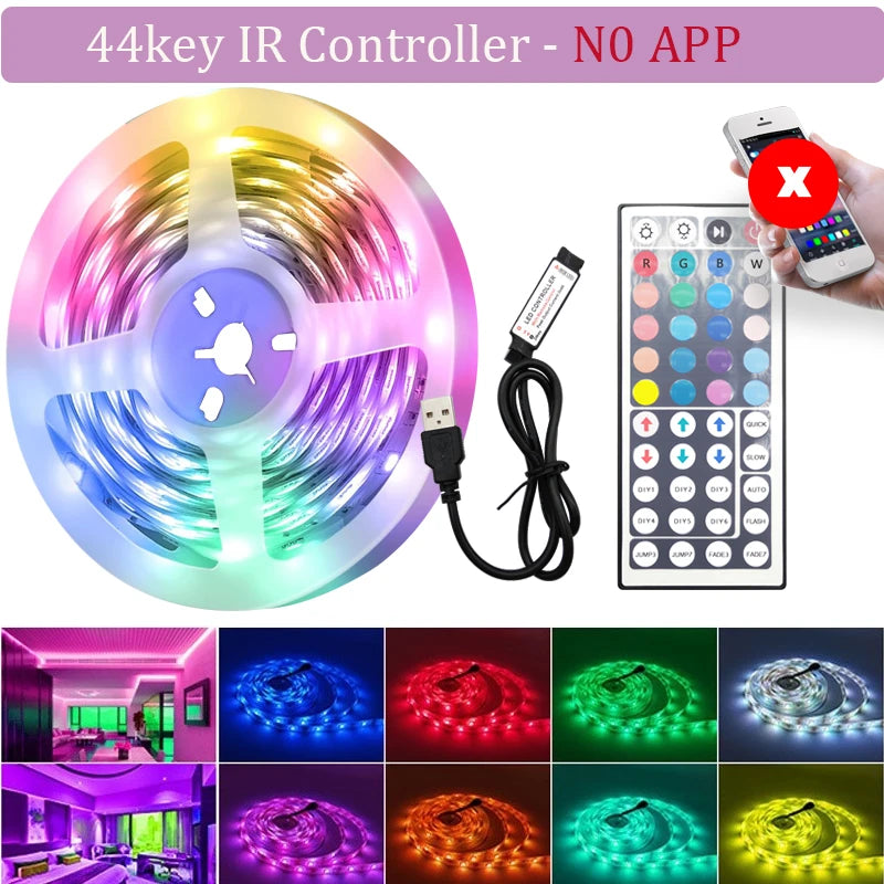 FanzyMarket WiFi USB 5050 RGB LED strip lights, flexible tape for TV and PC backlight with app and voice control, 4 meters long.