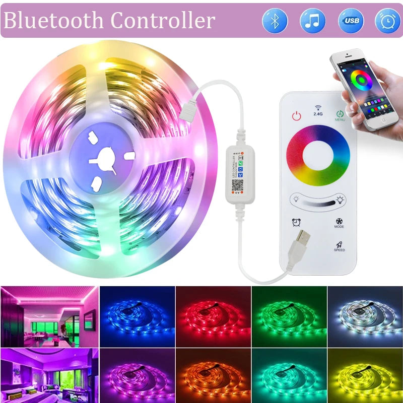 FanzyMarket WiFi USB 5050 RGB LED strip lights, flexible tape for TV and PC backlight with app and voice control, 4m length.