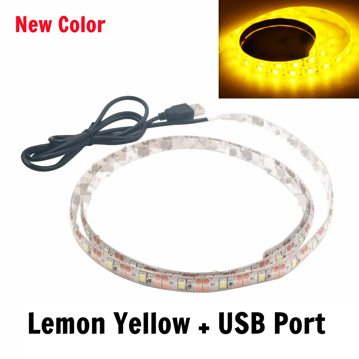 FanzyMarket 5V USB LED strip light in warm and cool white, waterproof, flexible 1m to 5m LED tape for TV backlighting.