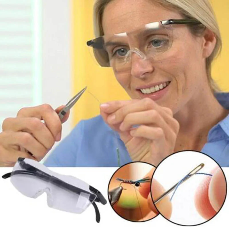 Black FanzyMarket presbyopic magnifying reading glasses with 1.6x magnification, portable PC eye protection, suitable for close-up tasks.