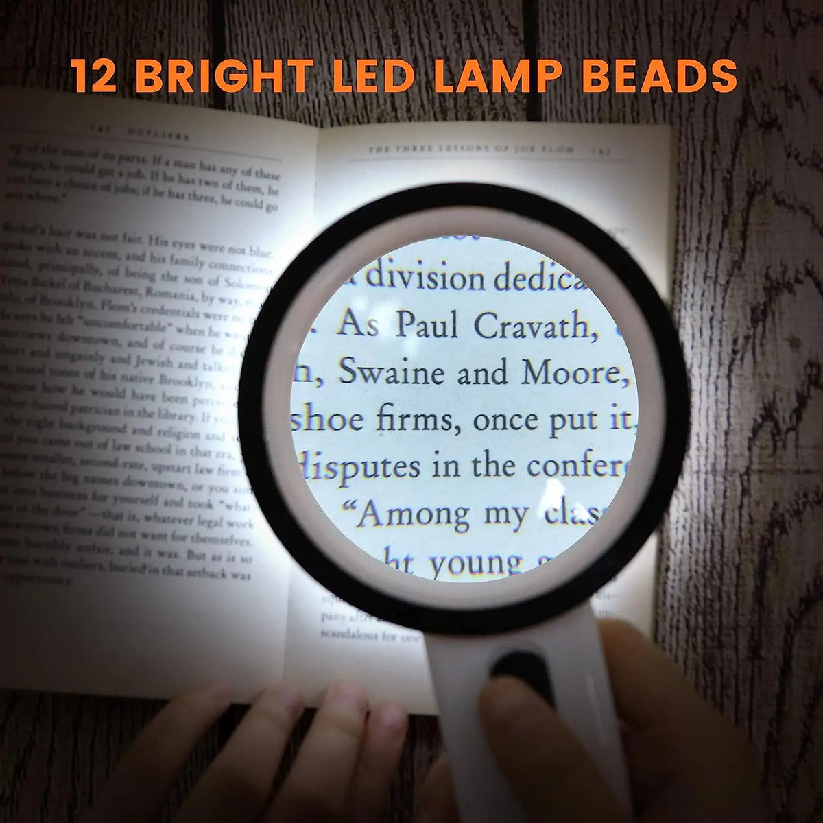 FanzyMarket 30X handheld magnifying glass with double glass lens and 12 LEDs, ideal for reading, jewelry, and watch repair.
