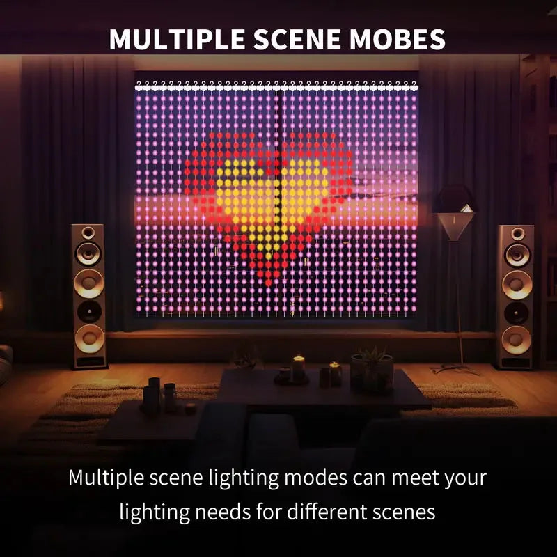 FanzyMarket RGBIC smart curtain fairy lights with 400 LEDs, app control, remote, music mode, 2x2m, perfect for holiday decor