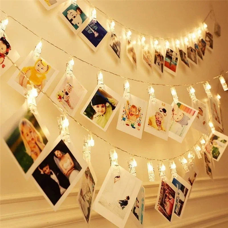FanzyMarket 3M battery-operated fairy string lights with 20 warm-white LEDs, photo clips, ideal for Christmas and wedding decor.