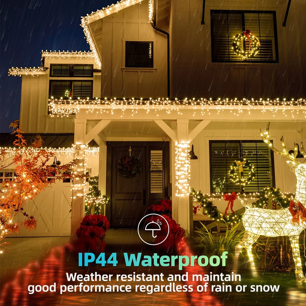 FanzyMarket solar curtain icicle fairy string lights, 3.5m waterproof outdoor garden decor for wedding and Christmas celebrations