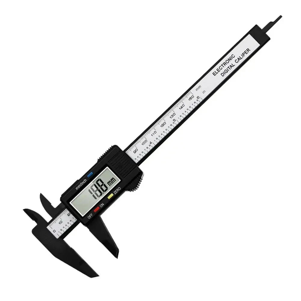 FanzyMarket digital caliper, 0-150mm, high-strength plastic, electronic measuring tool for woodworking, students, and home projects.