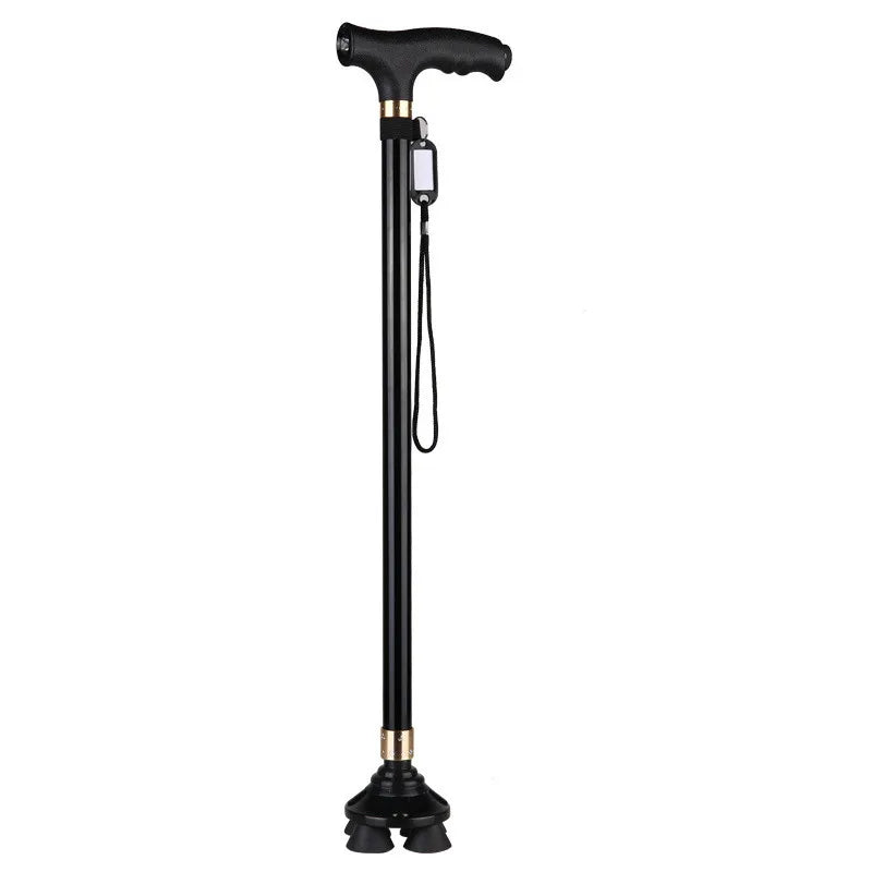 FanzyMarket adjustable aluminum walking cane with LED light, non-slip T-handle, retractable, 28-37 inches, designed for seniors.