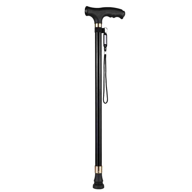 FanzyMarket adjustable aluminum walking cane with LED light, non-slip T-handle, retractable, 28-37 inches, for seniors.