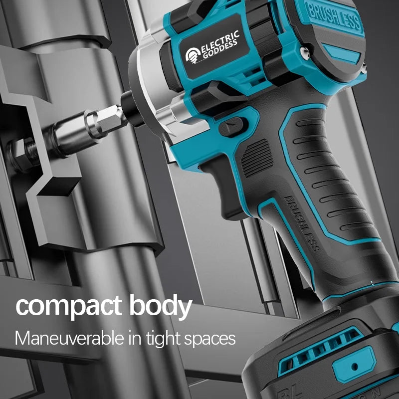 FanzyMarket brushless cordless impact screwdriver with 18V rechargeable battery, versatile power tool for DIY and repair projects.