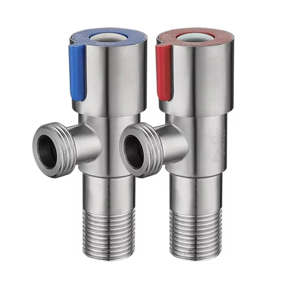 FanzyMarket brushed black 1/2" angle stop valve for bathroom bidet, toilet, or sink shut-off faucet, with G1/2 threading.
