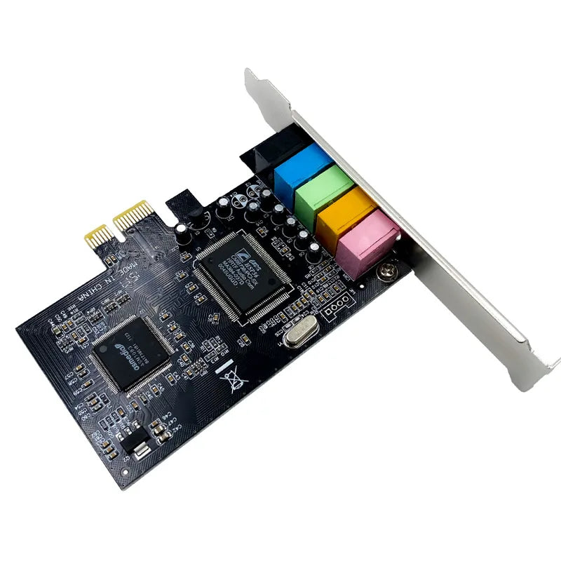 FanzyMarket PCIe 5.1 Channel Internal Sound Card with 6-channel 3D audio, 24-bit quality, mic and line-in for gaming and music.
