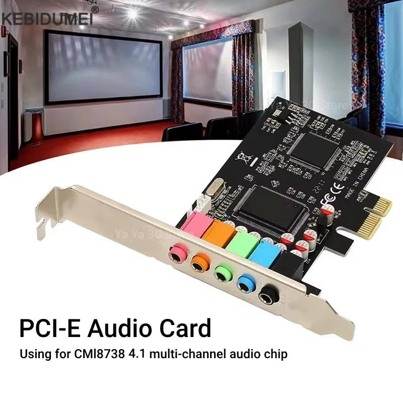 FanzyMarket PCIe x1 sound card with 6-channel 24-bit 3D audio for PC, supporting EAX, A3D, and DirectSound.