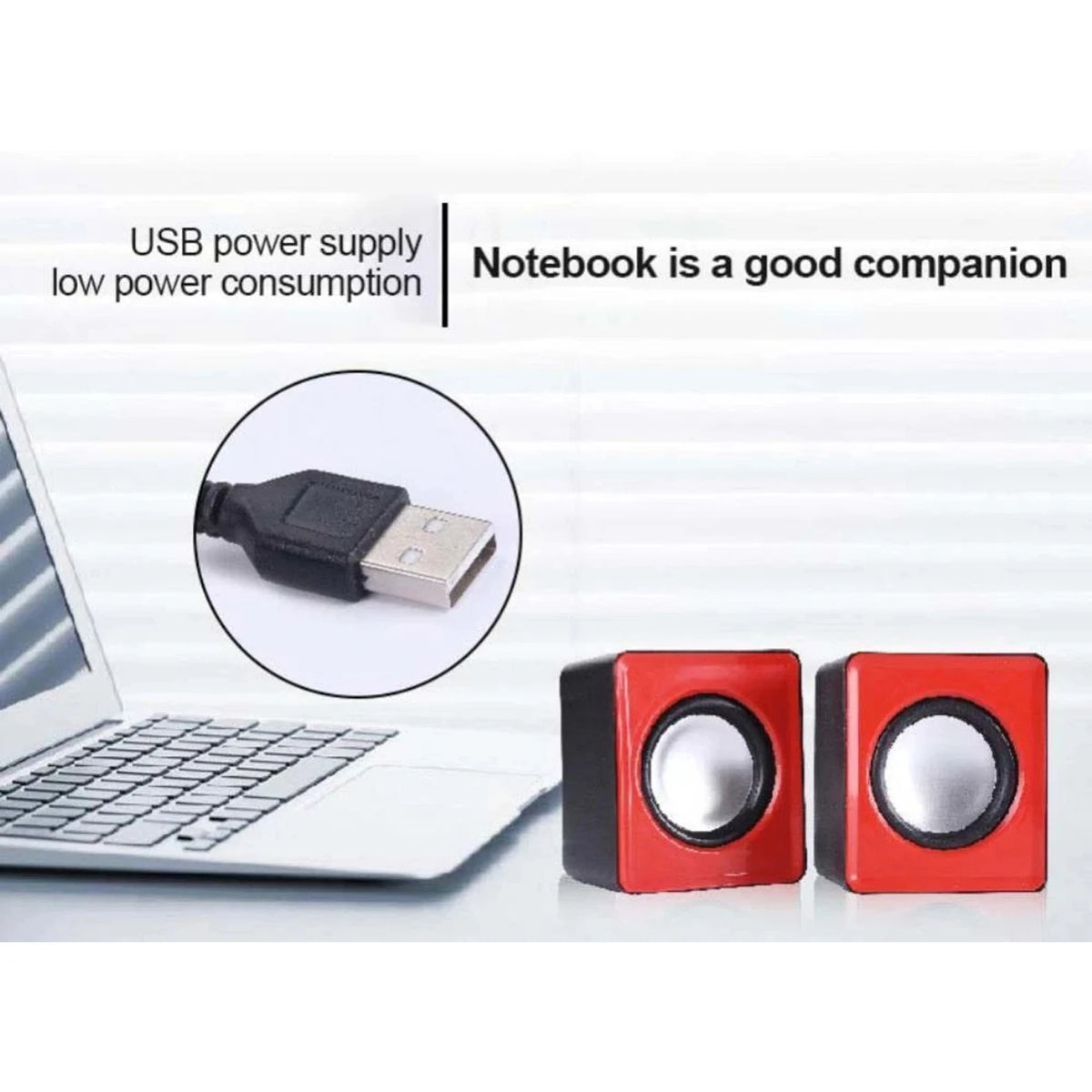 FanzyMarket Mini USB Computer Speakers 2.0 stereo portable sound system with two 3W speakers for PC and laptop audio.
