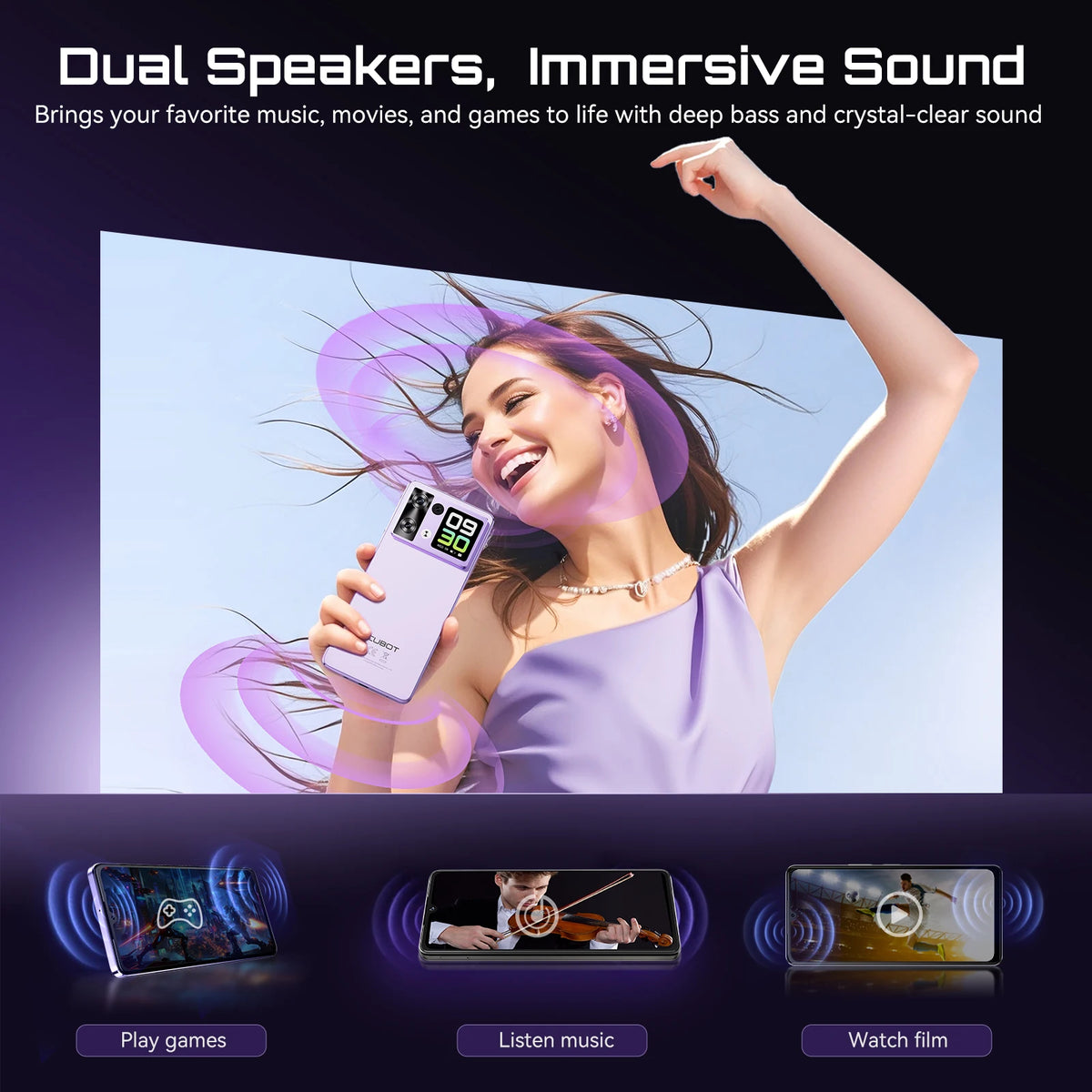 FanzyMarket Android 15 dual-screen smartphone with 6.88-inch display, 24GB RAM, 64MP camera, and 5100mAh battery.