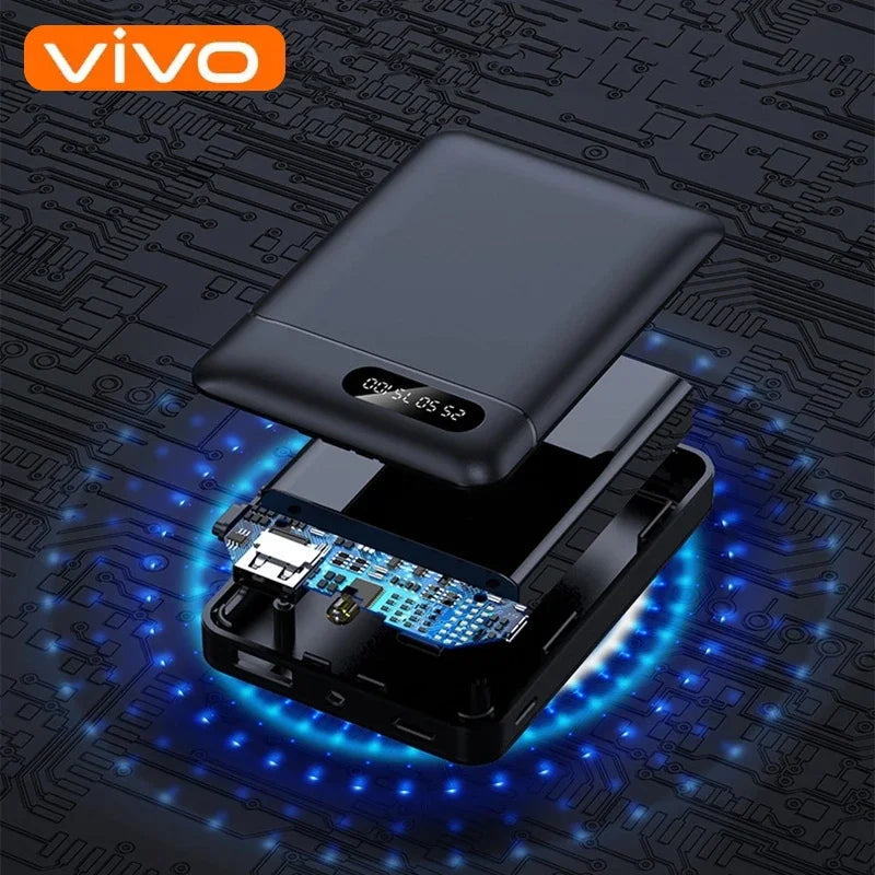 FanzyMarket 10,000mAh portable power bank with LED display, fast wireless and USB-C charging for smartphones.