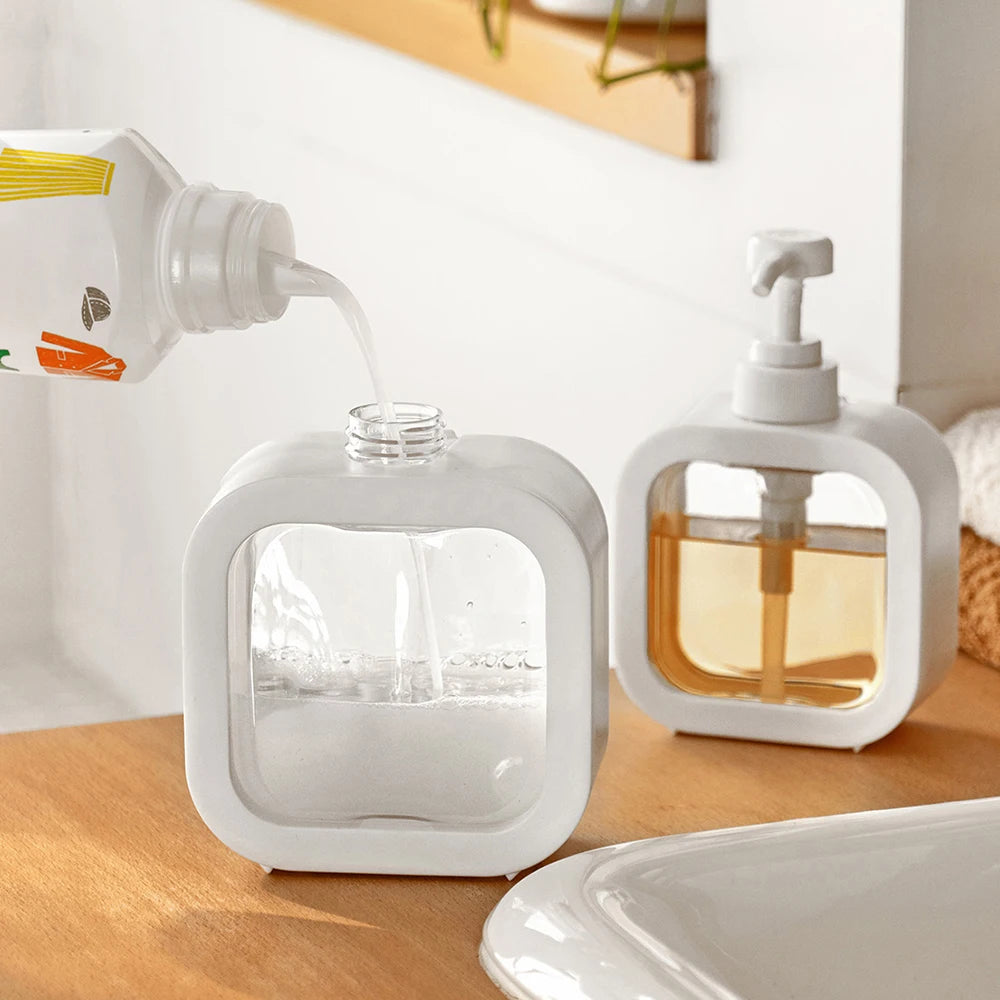 Clear plastic soap dispenser bottle with pump, large capacity, suitable for travel, kitchen, and bathroom use, FanzyMarket.