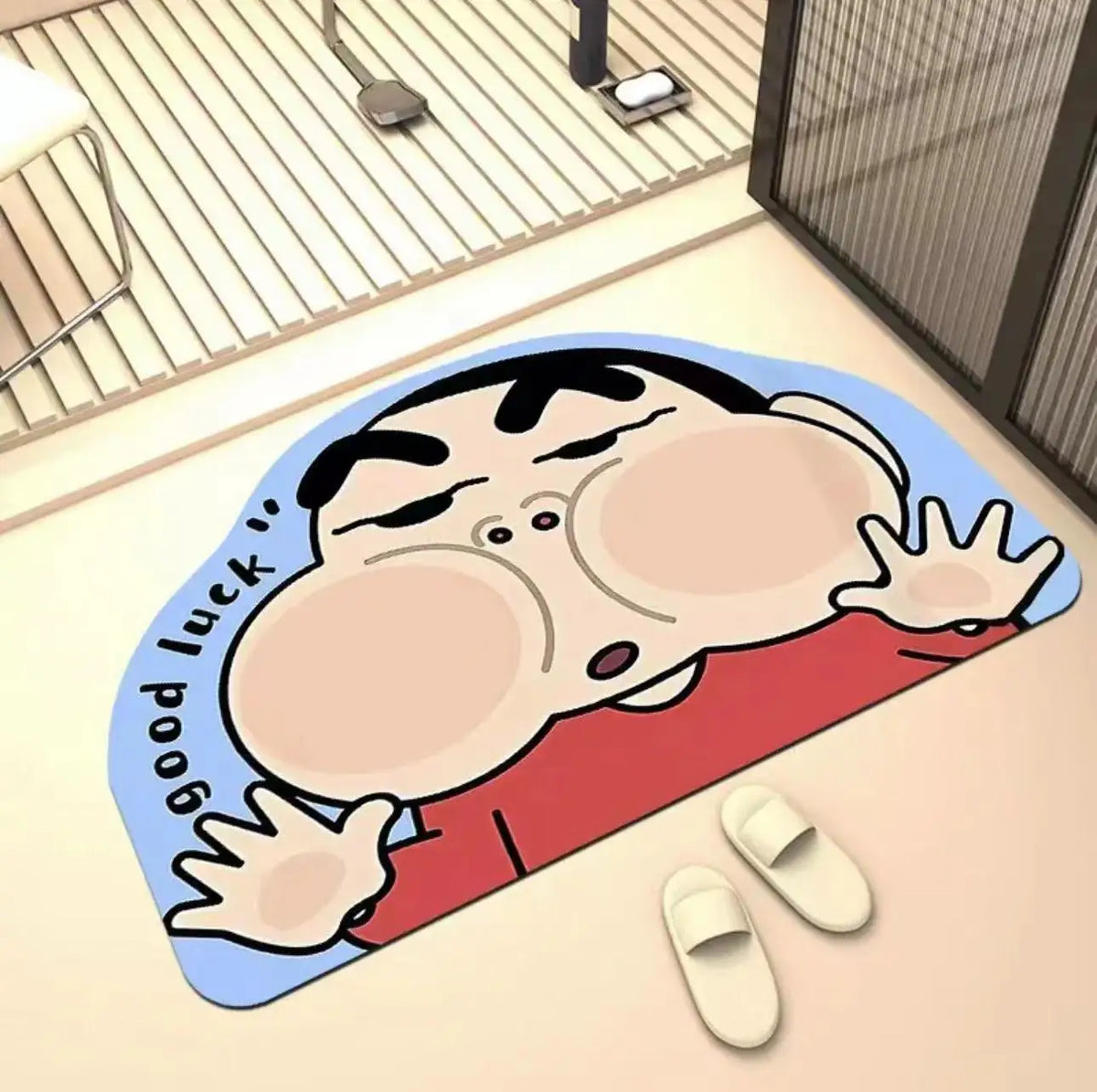 FanzyMarket cartoon anime quick-dry bath mat, soft and absorbent shower rug for bathroom and home use.