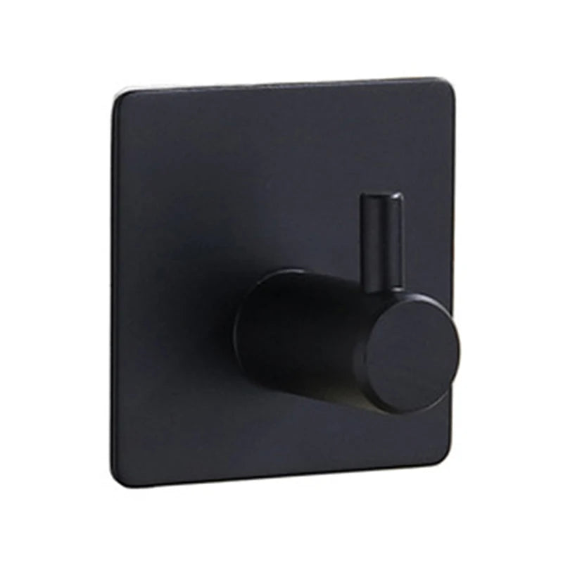 Polished silver stainless steel bathroom hardware set with towel rack, toilet paper holder, and hook from FanzyMarket.