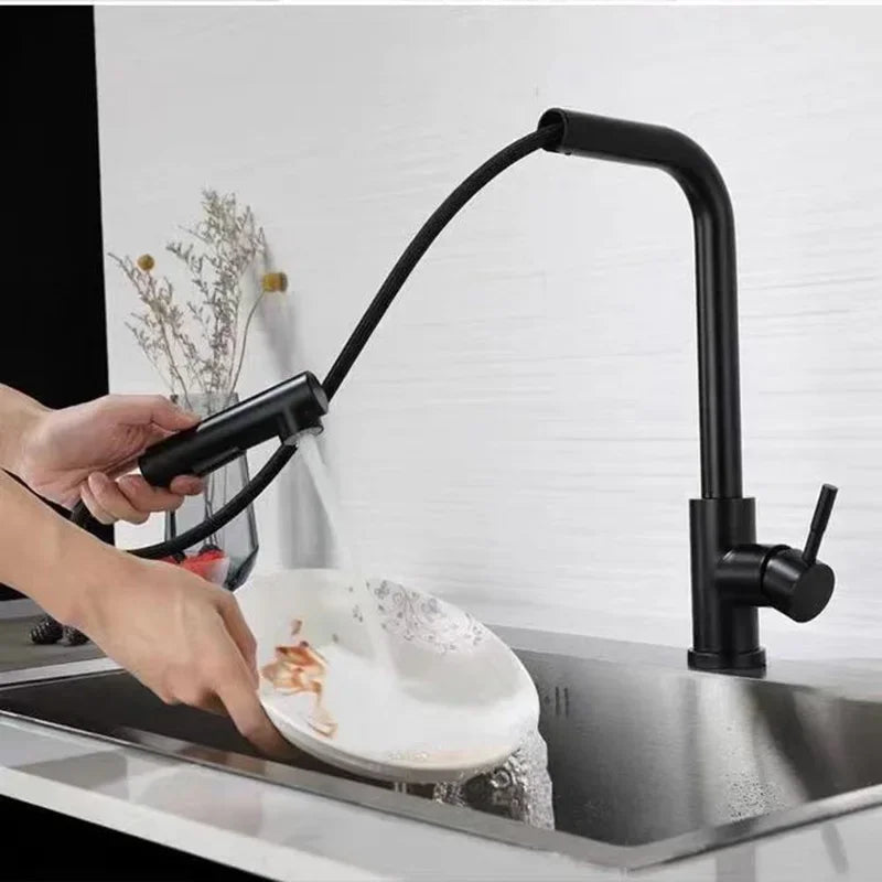 304 Stainless Steel Single-Handle, 360° Swivel, Ceramic Valve, Stream & Spray