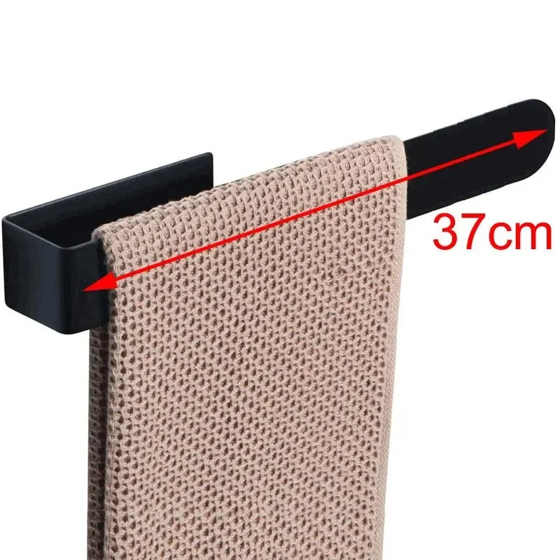 FanzyMarket stainless steel towel rack with single rod, 23cm or 37cm, brushed finish, self-adhesive, no-drill bathroom and kitchen.
