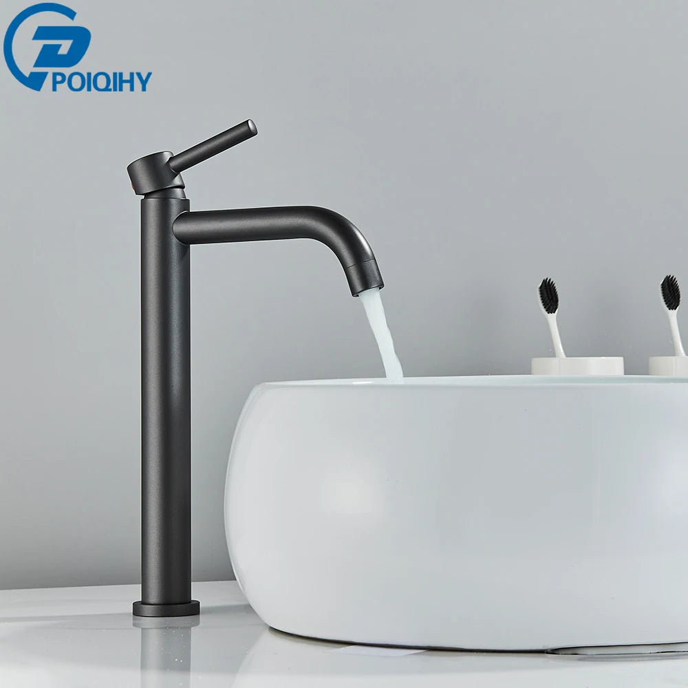 FanzyMarket matte black and brushed gold single-handle basin faucet mixer tap, deck-mounted for bathroom sinks.