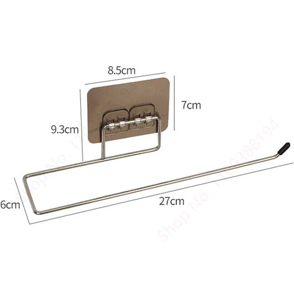 FanzyMarket stainless steel self-adhesive toilet paper holder, wall-mounted bathroom tissue and towel dispenser, holds up to 30 cm.