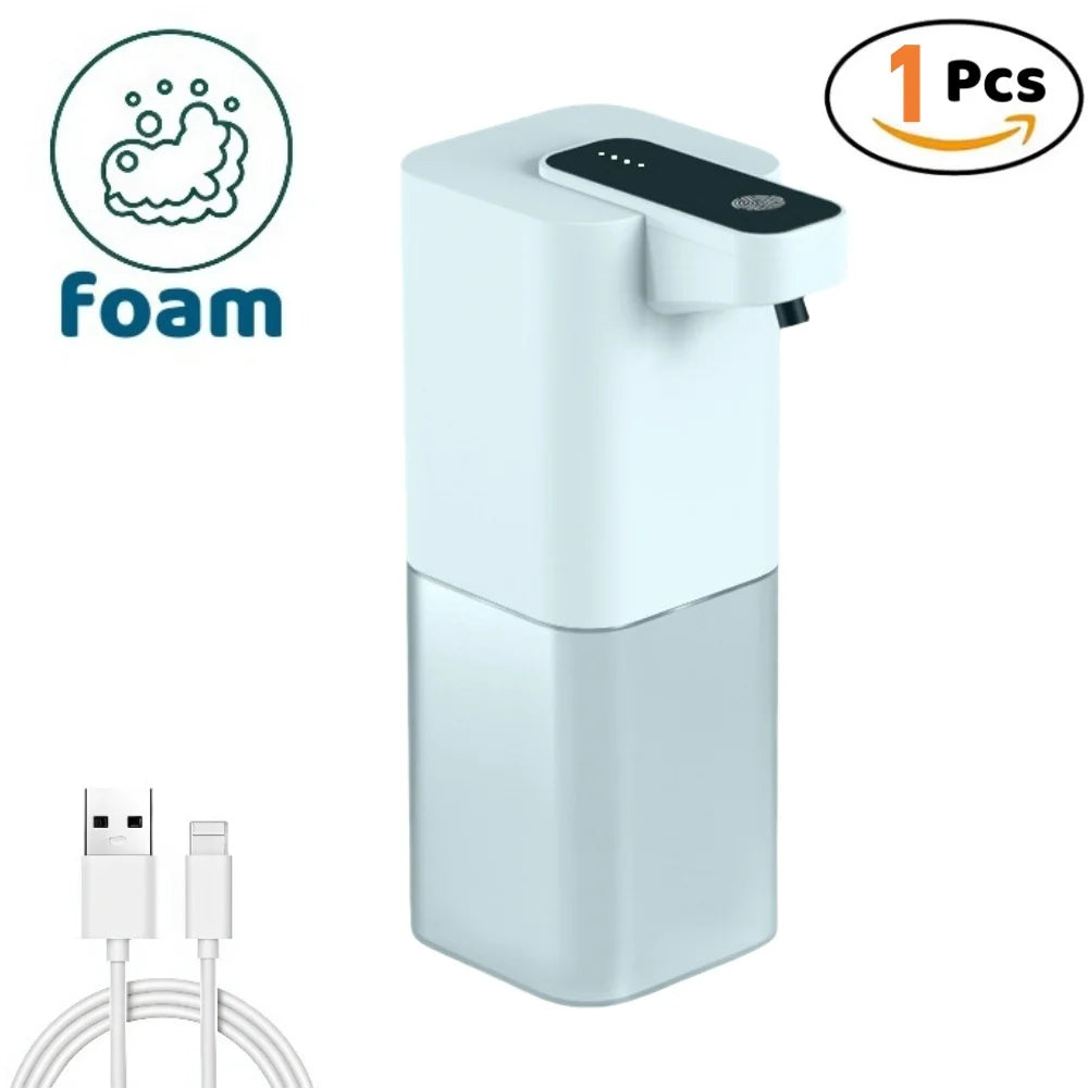 FanzyMarket automatic foam soap dispenser with infrared sensor, touchless operation, USB rechargeable for bathroom and kitchen use.