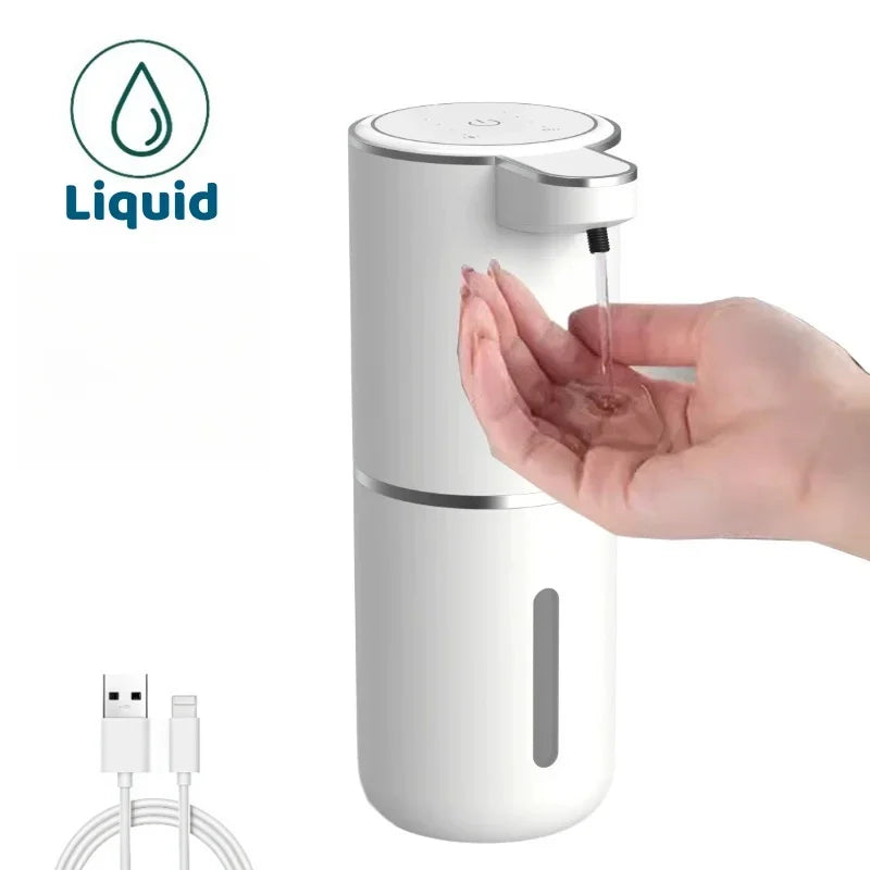 FanzyMarket touchless foam soap dispenser with infrared sensor, USB rechargeable, ideal for bathroom and kitchen hands-free use.