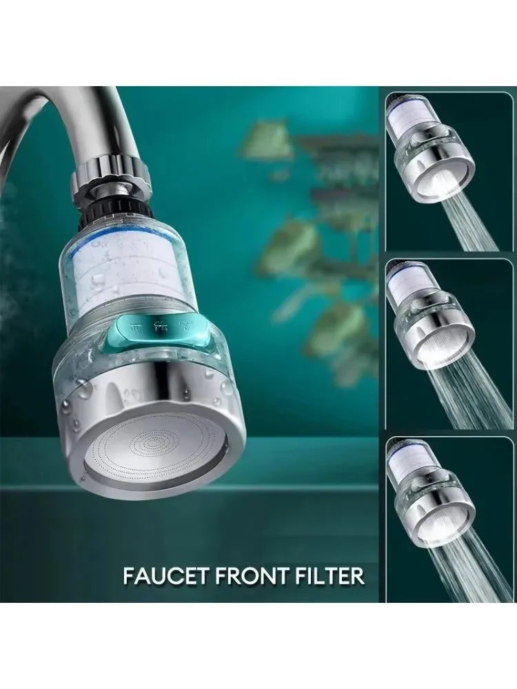 FanzyMarket 360° rotating faucet water filter attached to kitchen or bathroom tap, featuring high-density PP cotton for clean water.