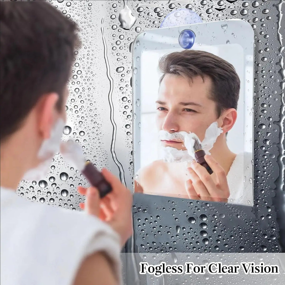 FanzyMarket 6-inch fogless acrylic shower mirror for shaving and makeup, portable bathroom mirror with self-contained design