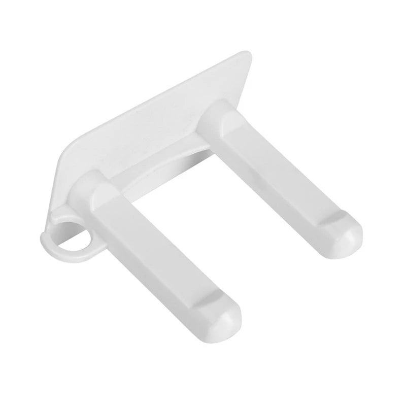 Yellow stainless steel wall-mounted hair dryer holder with spiral stand, nail-free adhesive, 12x10 cm, suitable for bathroom organization.