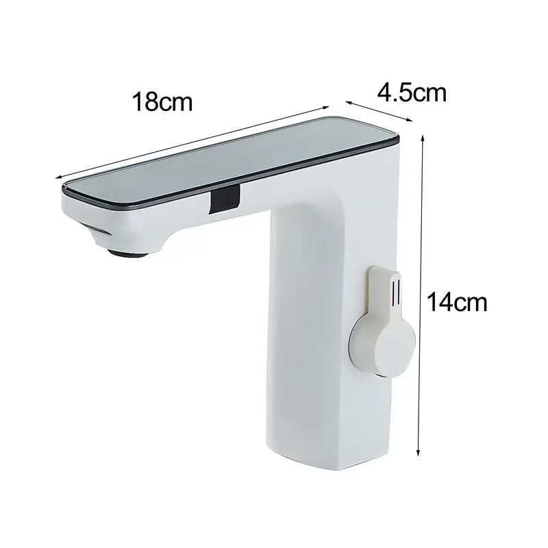 White deck-mount bathroom basin faucet by FanzyMarket with single handle, hot and cold mixer, ceramic valve for kitchen or bathroom sink