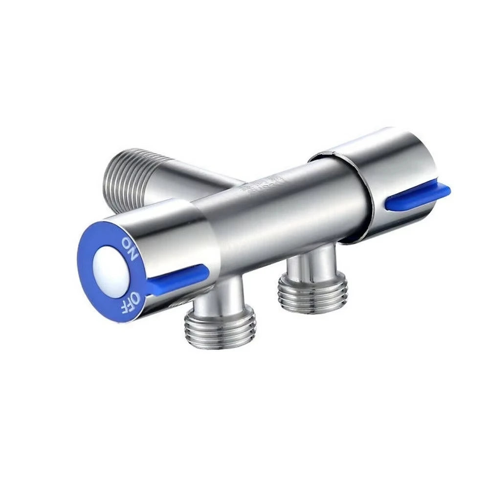 FanzyMarket double-handle stainless steel bathroom faucet with dual control for cold water, ideal for washing machine connections.