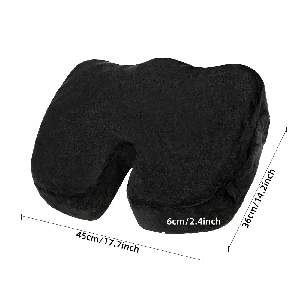 FanzyMarket U-shaped memory foam seat cushion with breathable wave design, offers coccyx and buttock pressure relief.